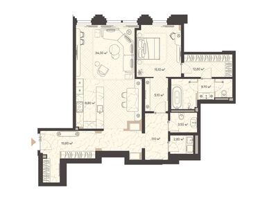 1-комнатная 118.80 кв.м, Клубный дом Nicole (Николь), 297 000 000 руб.