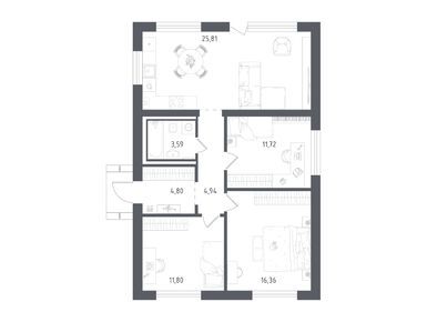 Планировки трехкомнатные в Коттеджный поселок «Истра Дом»