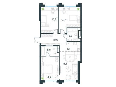 Планировки четырехкомнатные в Левел Бауманская