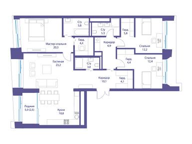 4-комнатная 140.00 кв.м, Клубный дом «Река», 154 000 000 руб.
