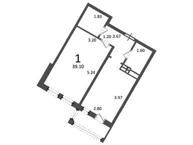 1-комнатная 39.10 кв.м, Жилой дом «Ирландская ул., д. 4, к. 1, 2», 7 353 901 руб.