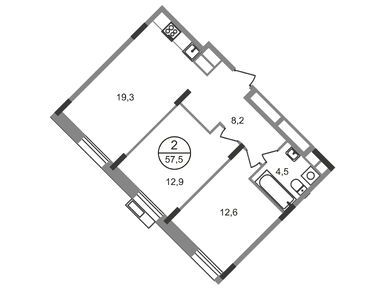 Планировки двухкомнатные в ЖК «Резиденции Сколково»