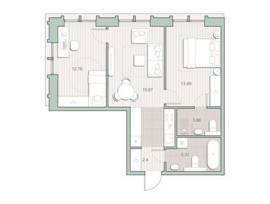 Планировки двухкомнатные в ЖК «Среда на Кутузовском»