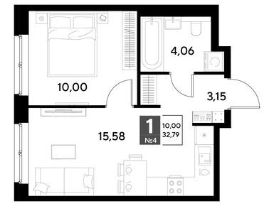 1-комнатная 32.79 кв.м, ЖК «Космопарк», 5 672 670 руб.
