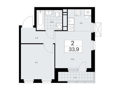 Планировки двухкомнатные в Жилой квартал «Прокшино»