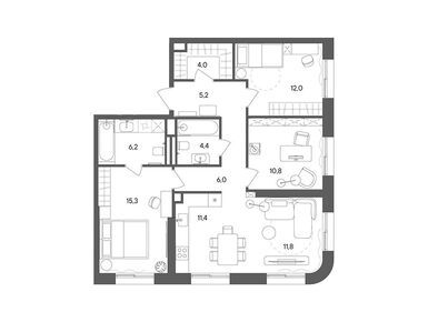 Планировки трехкомнатные в ЖК STONE Sokolniki (Стоун Сокольники)