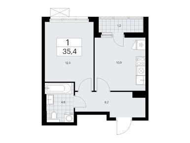 Планировки однокомнатные в ЖК «Бунинские кварталы»