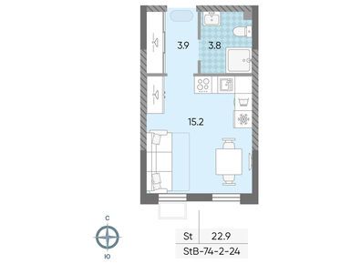 Студия 22.90 кв.м, ЖК «Лучи», 11 789 263 руб.