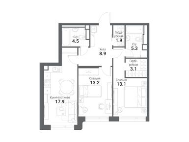Планировки двухкомнатные в Жилой остров Nagatino i-Land (Нагатино ай-лэнд)
