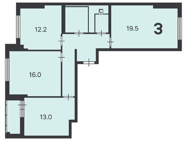Планировки трехкомнатные в Жилой дом «Михайлова ул., д. 30А, к. 1»