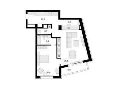 Планировки двухкомнатные в ЖК River Нouse (Ривер Хаус)