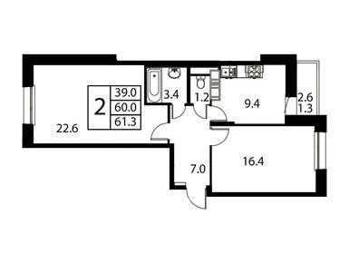 Планировки двухкомнатные в ЖК «Космос» (Домодедово)