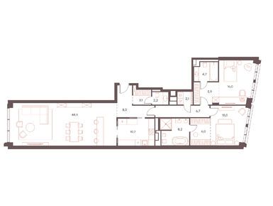 Планировки 3-к. апартаменты в Саввинская 27 от Level