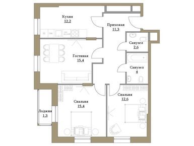 Планировки трехкомнатные в ЖК «Большая семерка»