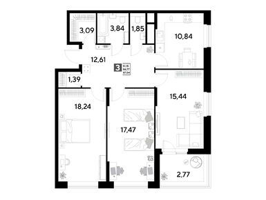 Планировки трехкомнатные в Жилой комплекс EVO (Эво)