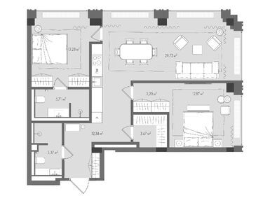 Планировки двухкомнатные в Клубный дом Forum (Форум)