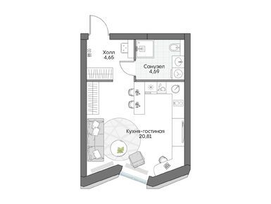 Студия 30.27 кв.м, Insider (Инсайдер), 15 300 577 руб.