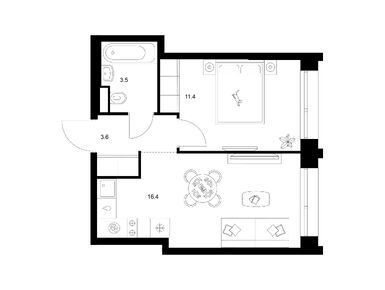 1-комнатная 34.90 кв.м, Строгино 360, 18 151 490 руб.