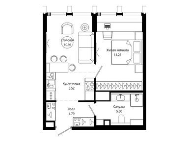 1-комнатная 41.20 кв.м, ЖК «Мод», 29 219 040 руб.
