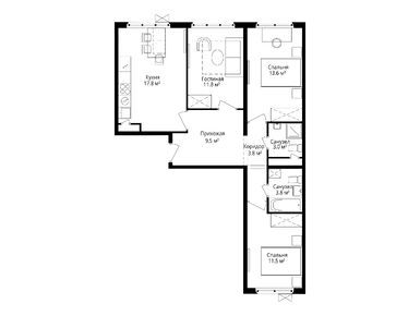 Планировки трехкомнатные в ЖК «У реки. Эко Видное 2.0»