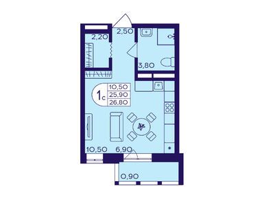 Студия 26.80 кв.м, ЖК «Героев», 6 726 800 руб.