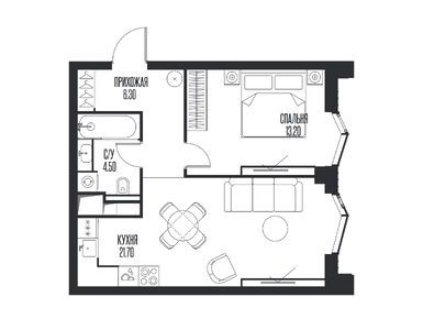 1-комнатная 45.70 кв.м, ЖК Ice Towers (Айс Тауэрс), 39 027 800 руб.