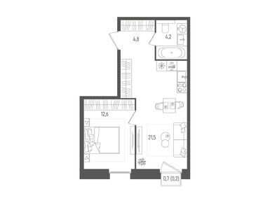1-комнатная 43.30 кв.м, ЖК «Пейв», 27 408 900 руб.
