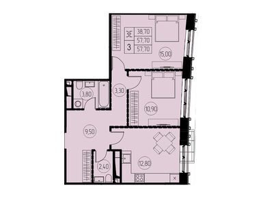 Планировки трехкомнатные в ЖК «7 небо»