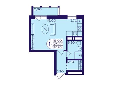 Студия 28.70 кв.м, ЖК «Героев», 6 844 950 руб.