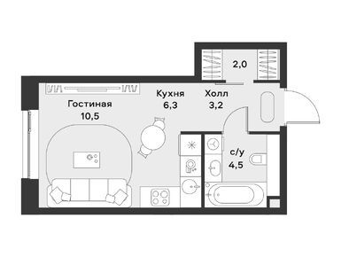 Студия 26.50 кв.м, Жилой район «АЛИА», 19 928 000 руб.