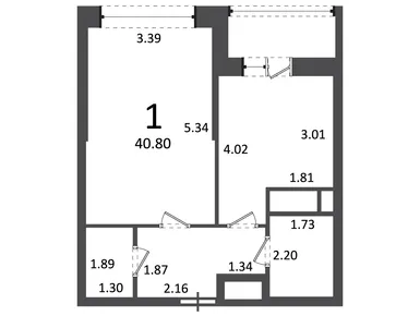 1-комнатная 40.80 кв.м, Жилой дом «6-я Радиальная ул., д. 7/1, к. 2», 15 602 934 руб.