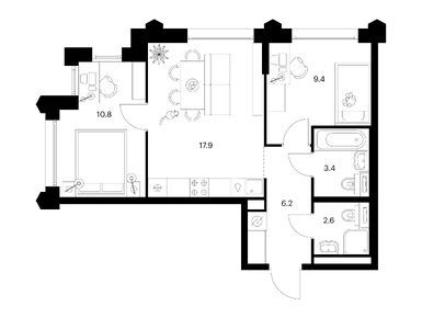 Планировки двухкомнатные в Бусиновский парк