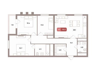 Планировки четырехкомнатные в ЖК «Проспект 39» (District 39)