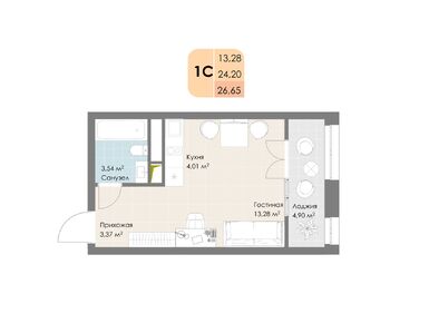 Студия 26.65 кв.м, ЖК «Дюна», 10 366 850 руб.