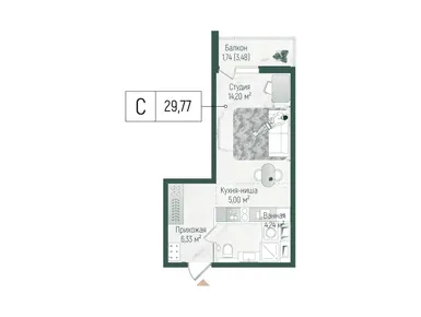 Студия 31.51 кв.м, ЖК Riga Hills (Рига Хиллс), 9 541 359 руб.