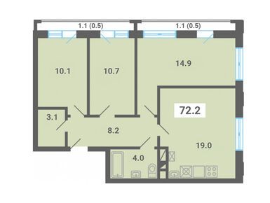Планировки трехкомнатные в ЖК «Южная долина»