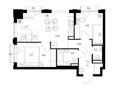 Планировки двухкомнатные в Лосиноостровский парк