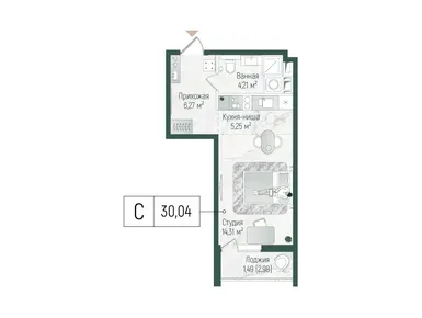 Студия 31.53 кв.м, ЖК Riga Hills (Рига Хиллс), 9 547 377 руб.