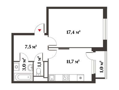 1-комнатная 41.70 кв.м, Миниполис «Восемь Кленов», 12 499 672 руб.