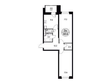2-комнатная 60.60 кв.м, ЖК «Солнечная Долина», 9 203 705 руб.