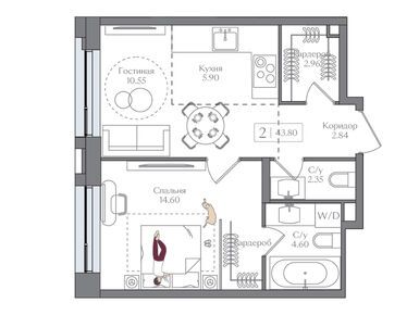 Планировки однокомнатные в ЖК «Преображенская площадь»