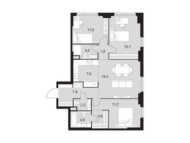 Планировки четырехкомнатные в ЖК Sydney City (Сидней Сити)