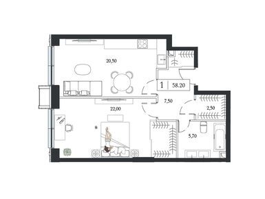 Планировки однокомнатные в ЖК Dream Towers (Дрим Тауэрс)