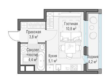 Студия 26.20 кв.м, ЖК «Филатов луг», 8 600 000 руб.