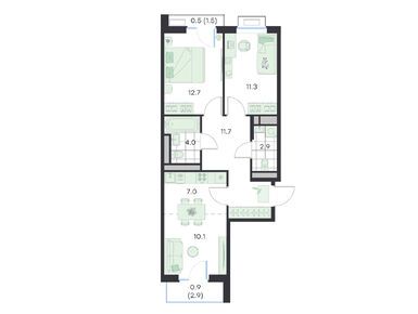Планировки трехкомнатные в ЖК «Джи Три Михалевич»
