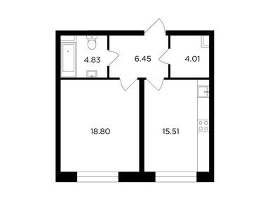 1-комнатная 49.60 кв.м, Квартал Foriver (Форивер), 33 360 000 руб.