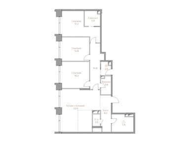 Планировки трехкомнатные в ЖК Luzhniki Collection (Коллекция Лужники)