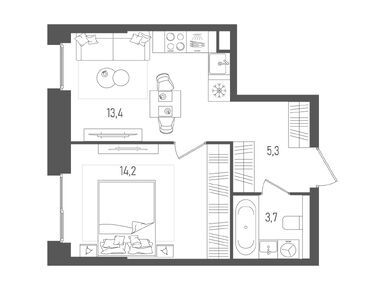 1-комнатная 36.60 кв.м, ЖК «Пейв», 25 151 520 руб.