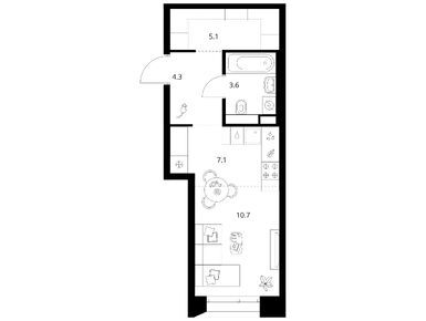 Студия 30.80 кв.м, Онежский вал, 14 913 360 руб.