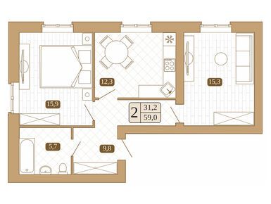 Планировки двухкомнатные в ЖК «Белый город» (Сергиев Посад)